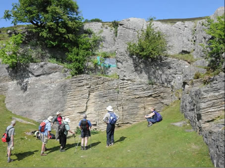 The group examining the Minera Formation at locality 6